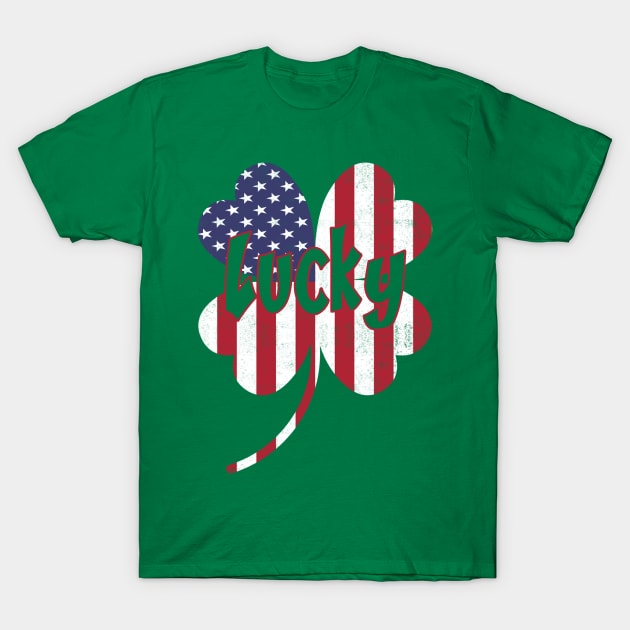 St. Patrick's Day Irish American Flag Shirt Shamrock Gift T-Shirt by Otis Patrick